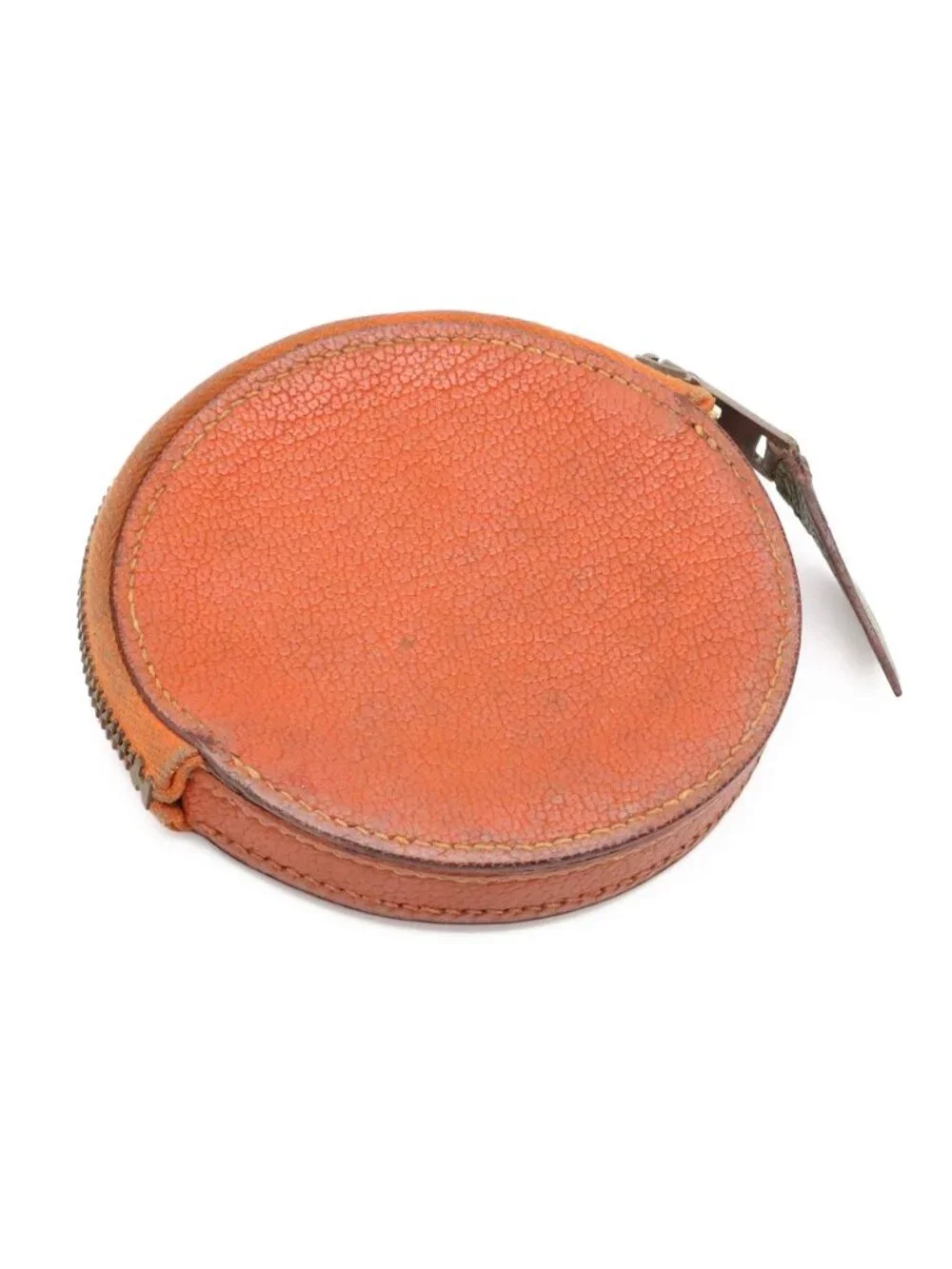 Hermes Coin Purse Fruit Orange Motif Leather Green